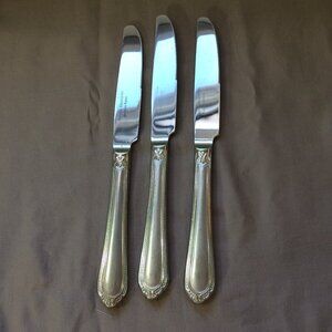Hampton Silversmiths Vintage Flatware Lauren 3 Dinner Knives Stainless Korea 9 ½